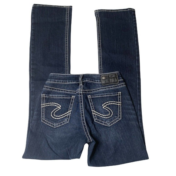 Silver Suki Jeans Sz 25 X 33 Straight Jeans Blend Western Equestrian Cowgirl - Picture 3 of 10